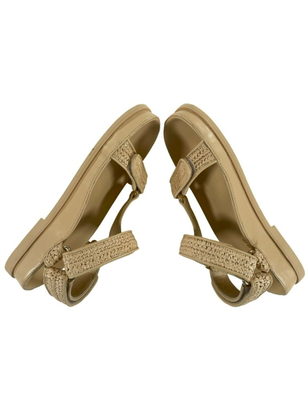 Sandro Raffia Flat Sandals Beige Open Toe Comfy Casual Women's Size 8 NEW - Picture 4 of 9